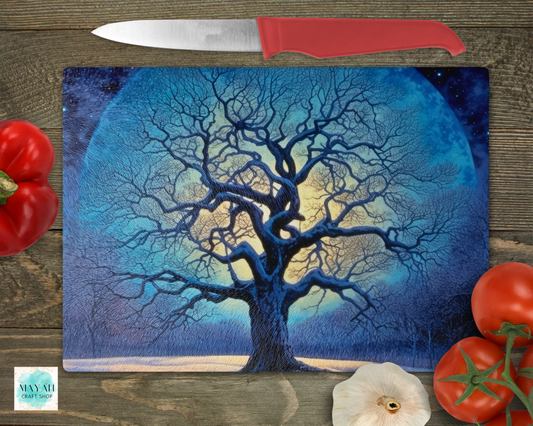 Winter solstice cutting board. -Mayan Craft Shop