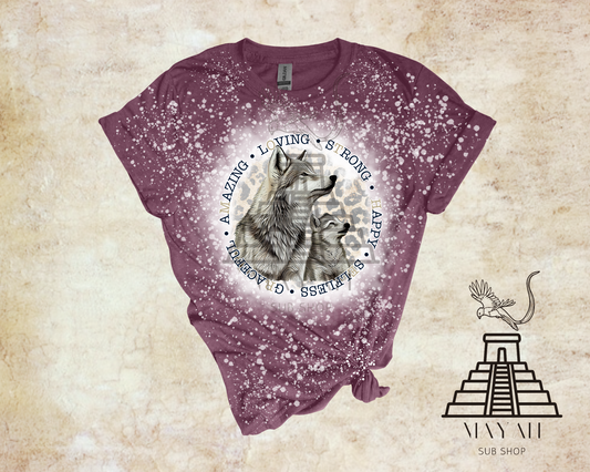 Wolf mother bleached shirt - Mayan Sub Shop