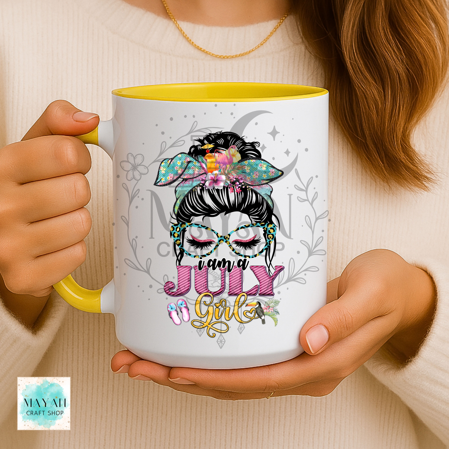 July girl yellow mug.