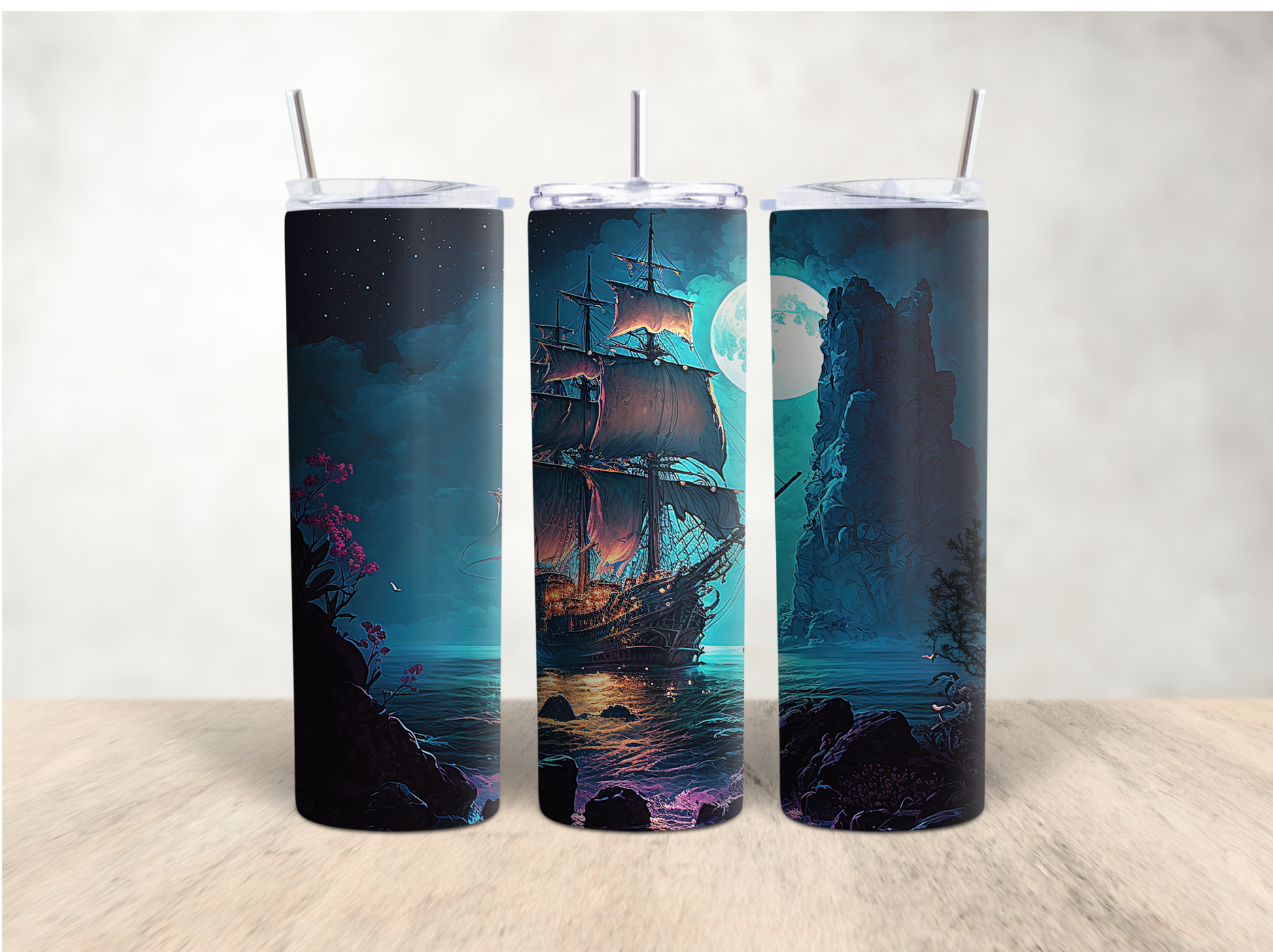 Fairy tale pirate ship 20 oz. tumbler - Mayan Sub Shop